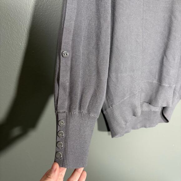 New York & Company NWT Gray Split Sleeve Ribbed Sweater - Medium - Minimalist - Picture 3 of 7